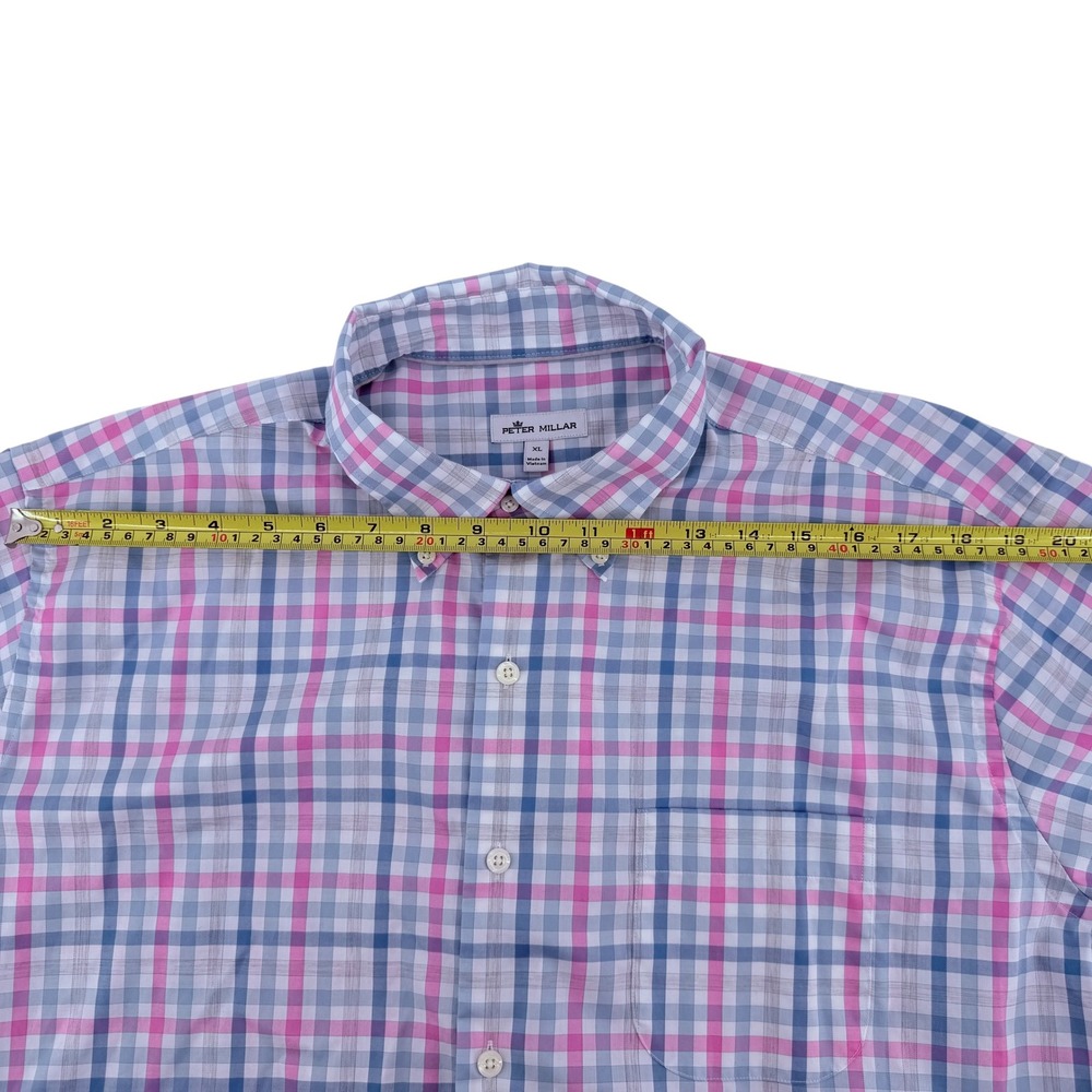 Peter Millar Crown Mens XL Blue Pink Plaid Cotton Button Down Shirt MS21W18NBL - Picture 8 of 9